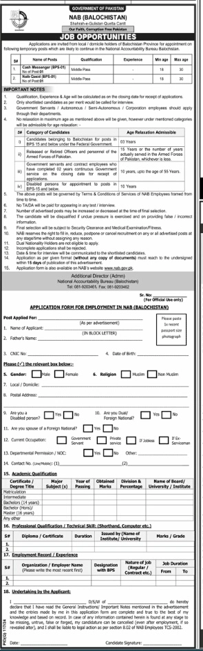 National Accountability Bureau Jobs Advertisement