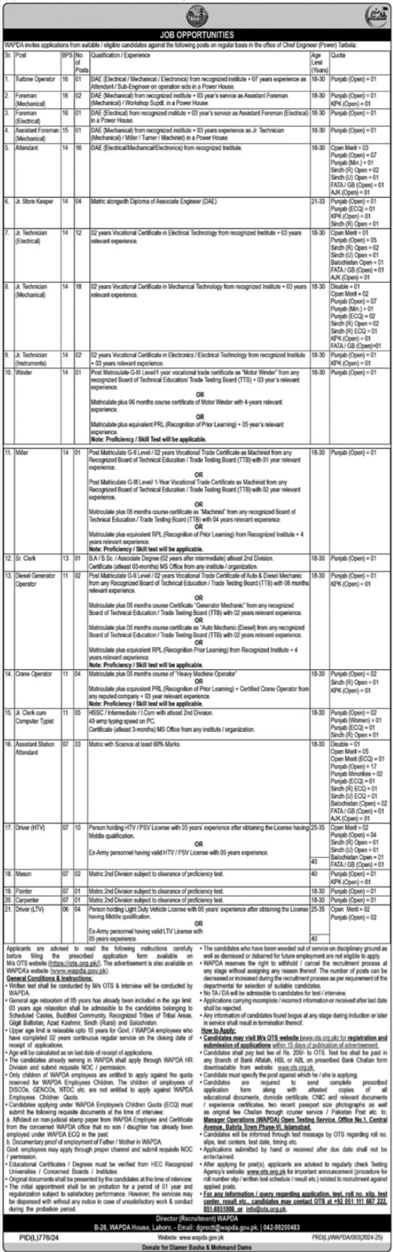 WAPDA Recruitment 2024 Advertisement