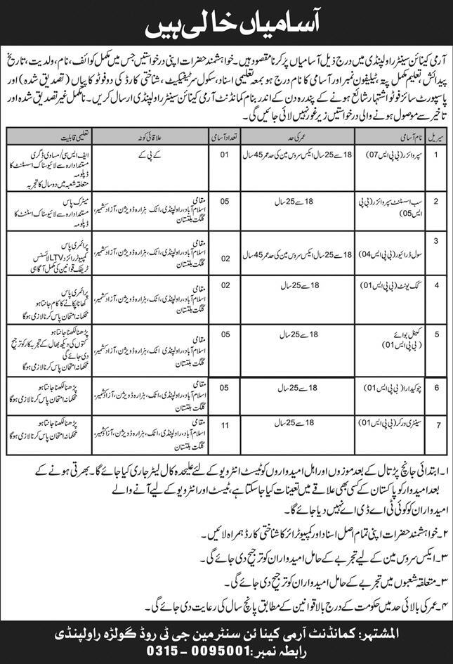 Army Canine Center Rawalpindi Jobs 2024 Advertisement