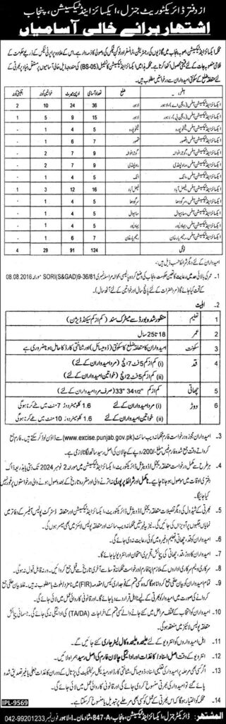 Latest Excise and Taxation Department Punjab Jobs 2024 Advertisement