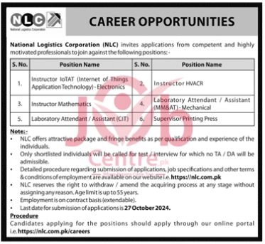 NLC Jobs 2024 Advertisement