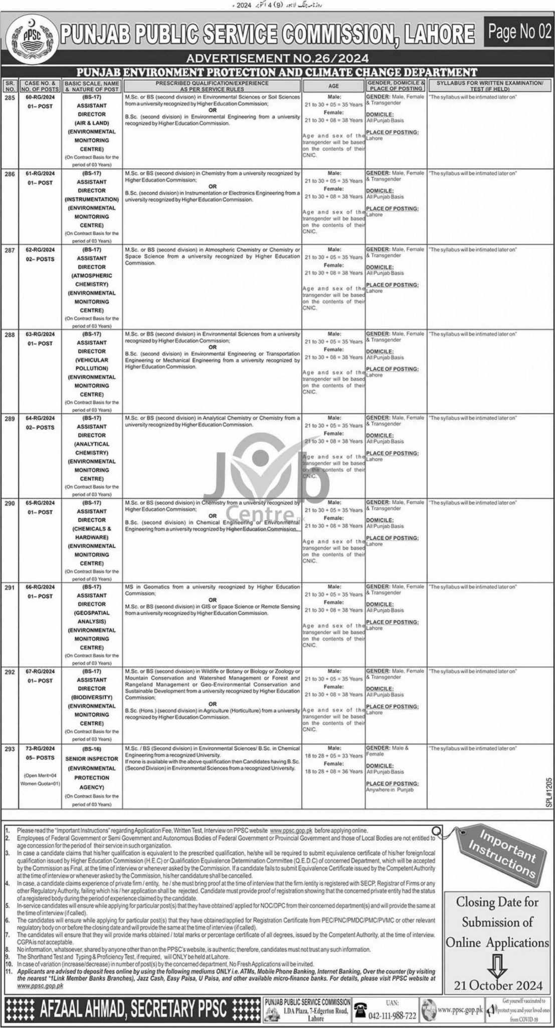 PPSC Advertisement No 26 Jobs 2024 - Jobs Observer