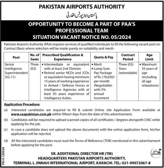 Pakistan Airports Authority PAA Jobs 2024 Advertisement