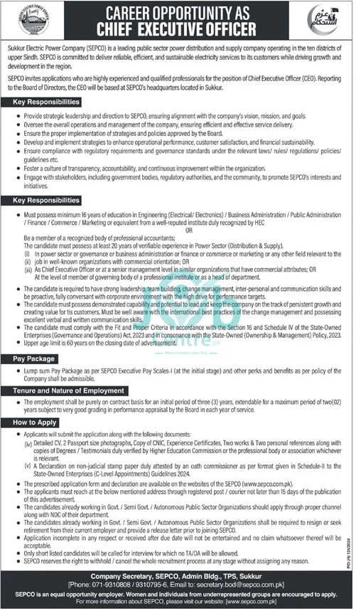 Sukkur Electrical Power Company SEPCO Jobs 2024 