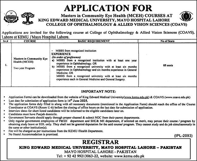 lastest King Edward Medical University KEMU Jobs 2025 Advertisement
