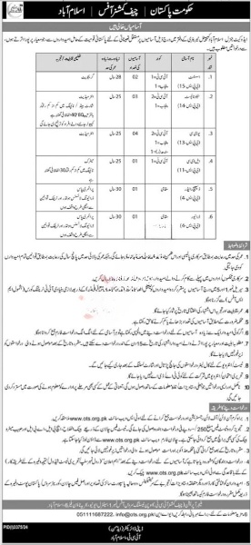 Advertisement of Jobs at Advocate General Islamabad