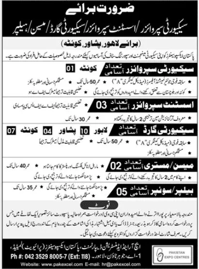 Advertisement of Pakistan Expo Centres Jobs 2024