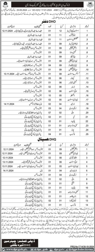 Health Department Dera Bugti Jobs 2024 Advertisement