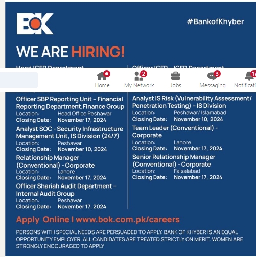 Latest BOK Recruitment 2024 Advertisement