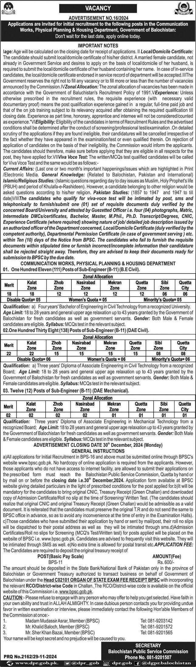 Latest BPSC Jobs 2024 Advertisement