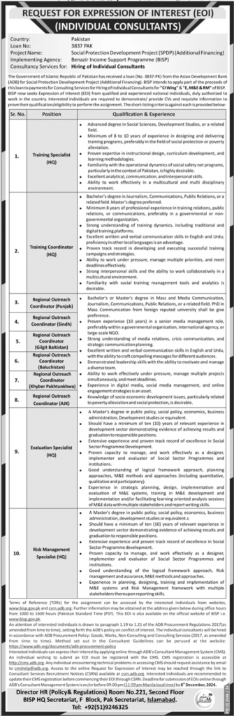 Latest Benazir Income Support Programme BISP Jobs 2024 Advertisement