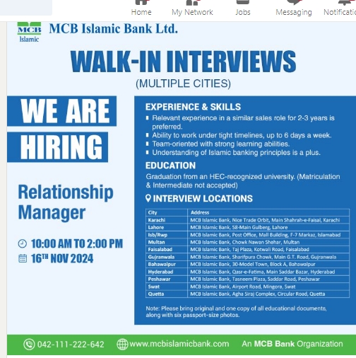 Latest MCB Bank Career 2024 Advertisement