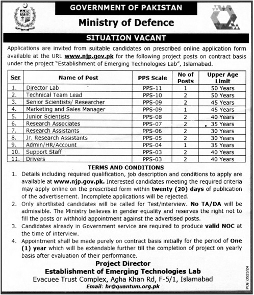 Ministry of Defence Jobs 2024 Advertisement: