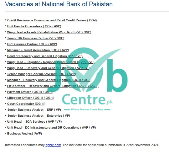 National Bank of Pakistan Jobs 2024 Advertisement