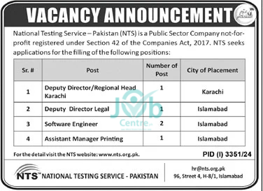 National Testing Service Pakistan Jobs 2024 Advertisement