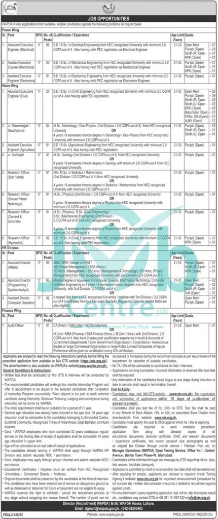 OTS WAPDA Jobs September 2024 Advertisement