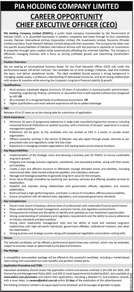 PIAHCL Jobs 2024 Advertisement 