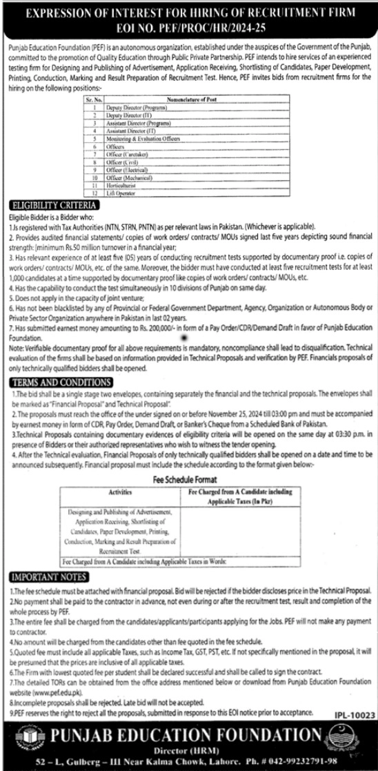 Punjab-Education-Foundation-PEF-Jobs-2024-Advertisement