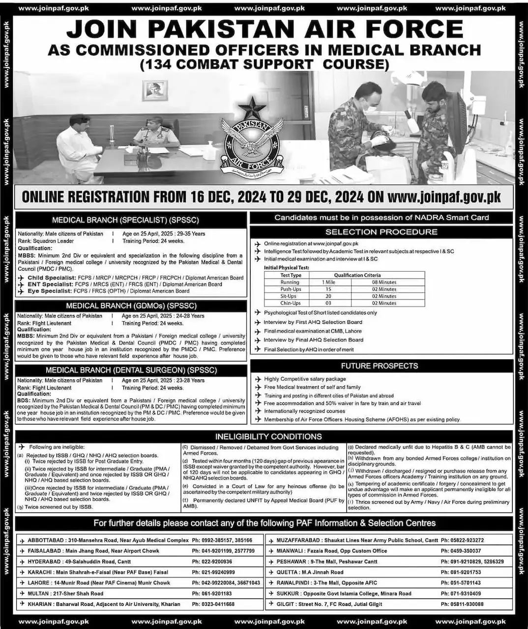 Advertisement for Join Pakistan Air Force as Commissioned Officers in Medical Branch 2025