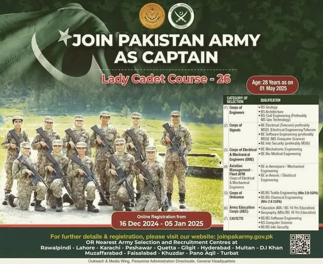 Join Pak Army as Captain Jobs 2025 Advertisement: