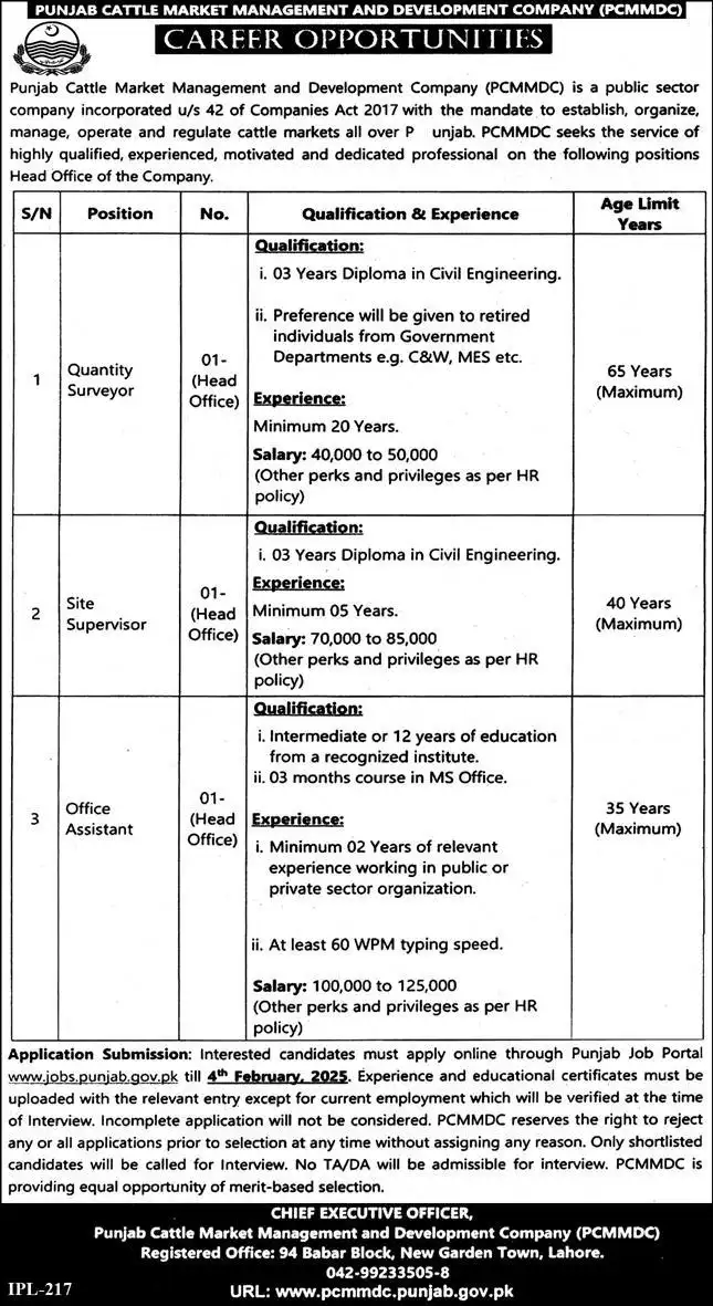 PCMMDC Lahore Jobs 2025 Advertisement