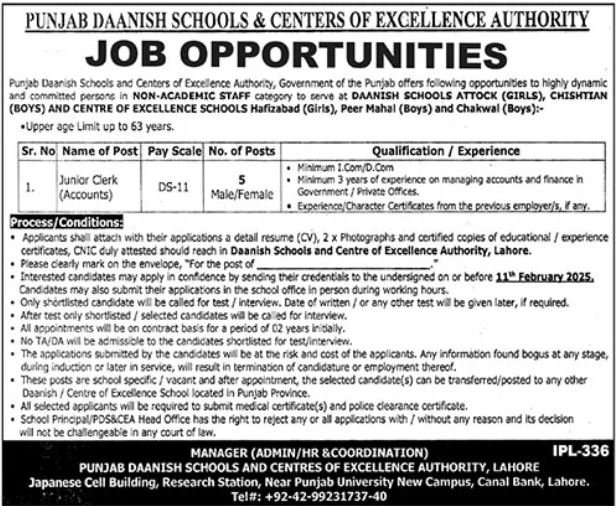 Punjab Daanish Schools PDS&CEA Attock Jobs 2025 Advertisement