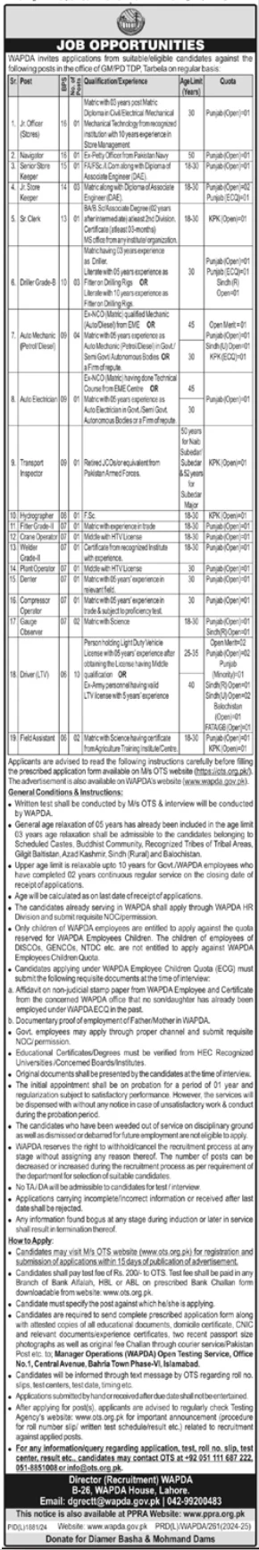 www.wapda.gov.pk Jobs 2025 Advertisement: