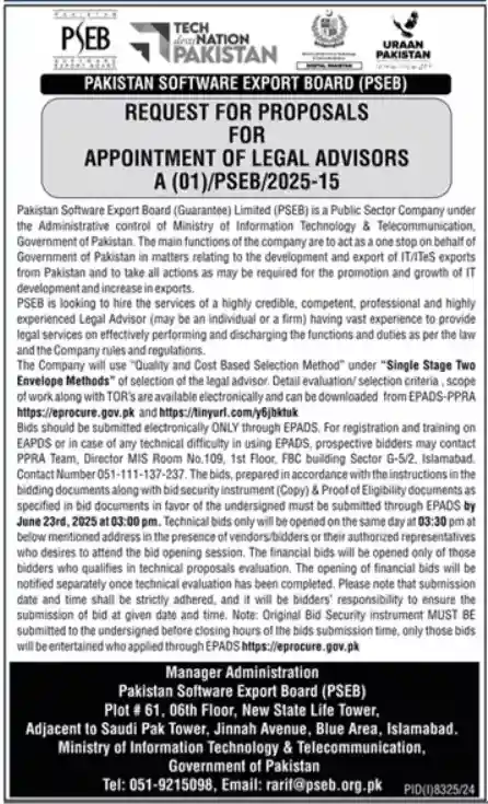 Pakistan Software Export Board PSEB Jobs 2025 Latest Advertisement