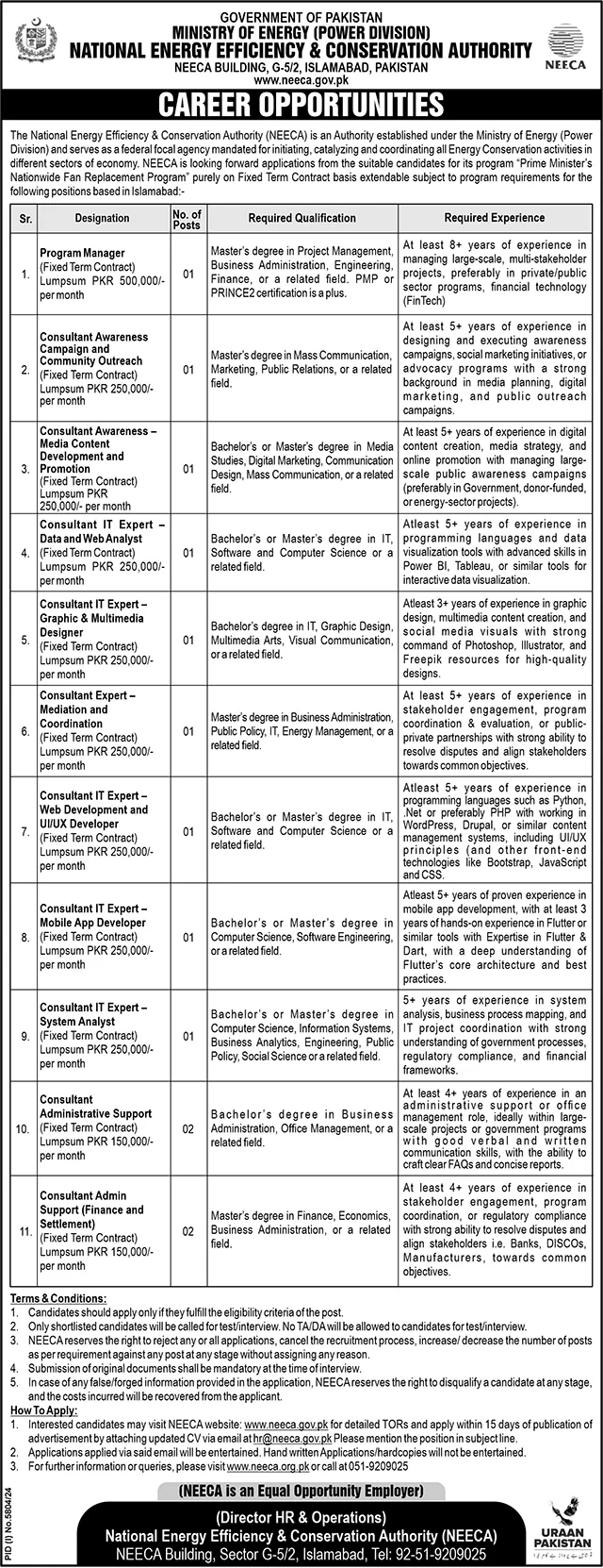 NEECA Govt Jobs 2025