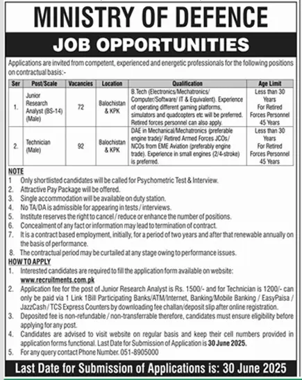 Ministry Of Defence MOD Jobs 2025 Today Advertisement