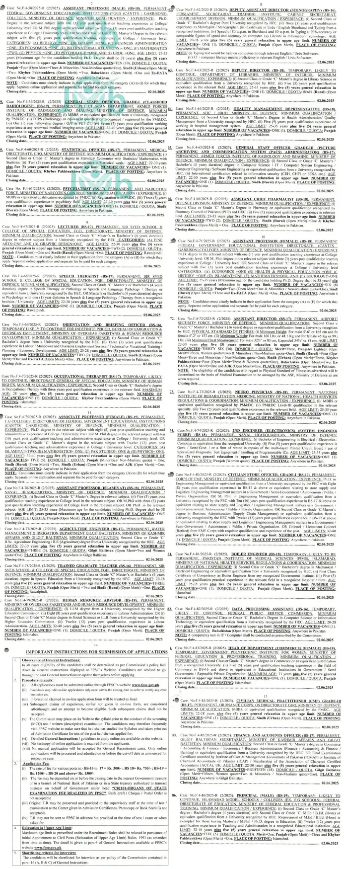 Check fpsc advertisement No. 02 Jobs 2025 Advertisement