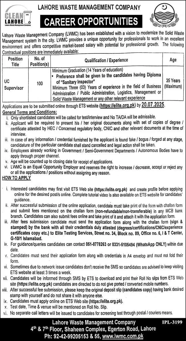  LWMC Lahore Jobs 2025 Latest Advertisement