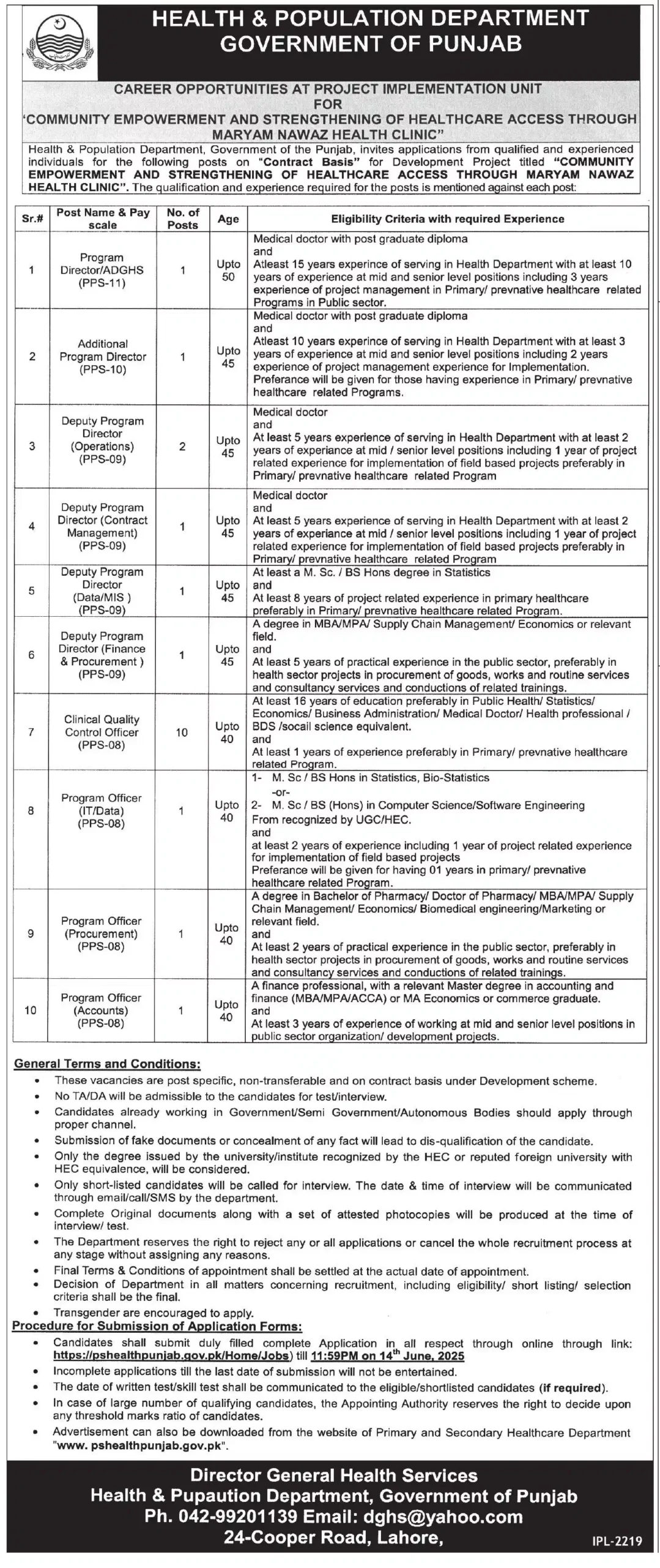 www.healthpunjab.gov.pk Jobs 2025 Advertisement