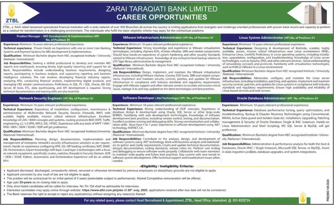 www.kssl.ztbl.com.pk Jobs 2025 Today Advertisement