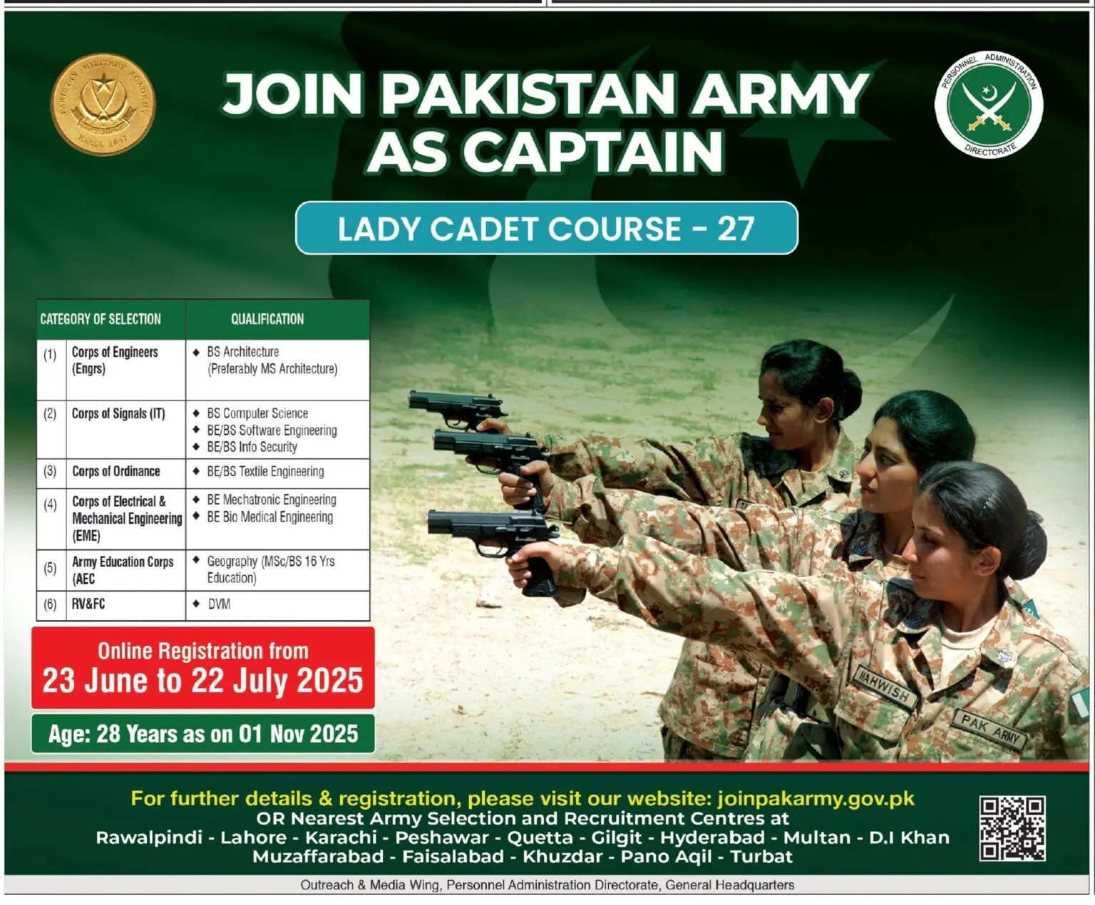 Pak Army Direct Short Service Commission Jobs 2025 Advertisement
