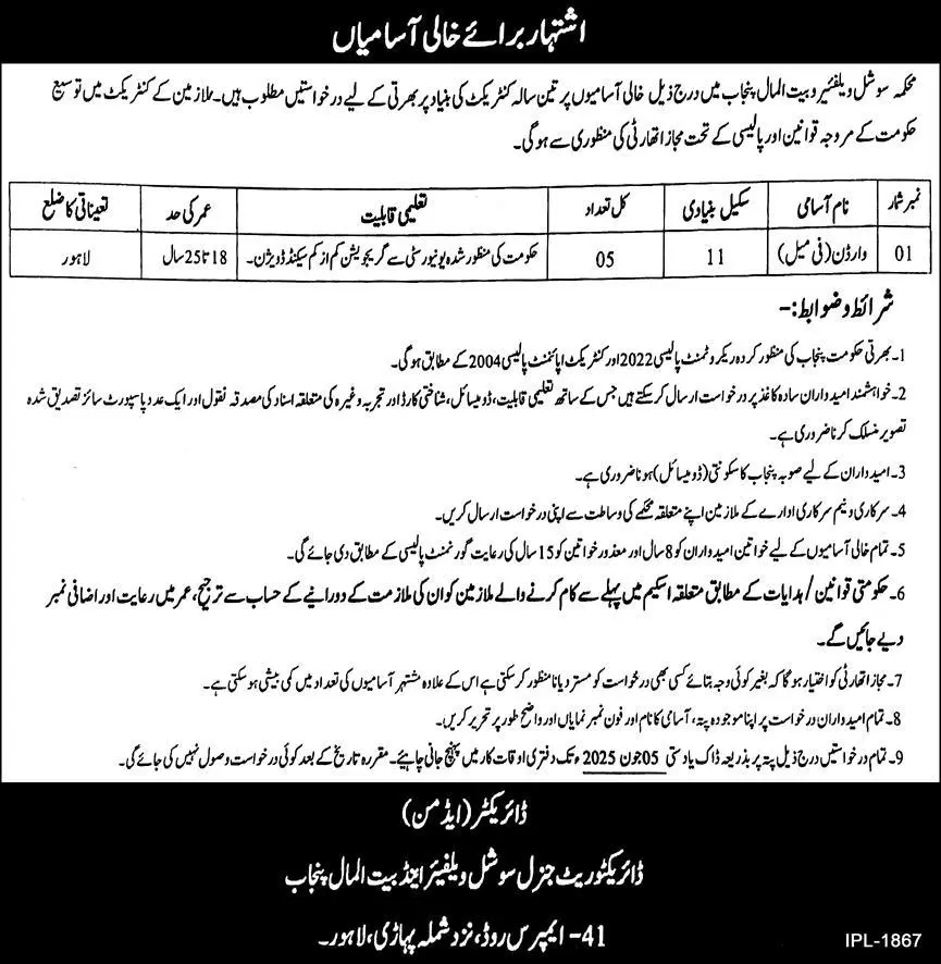 Pakistan Bait ul Mal Jobs 2025 Advertisement