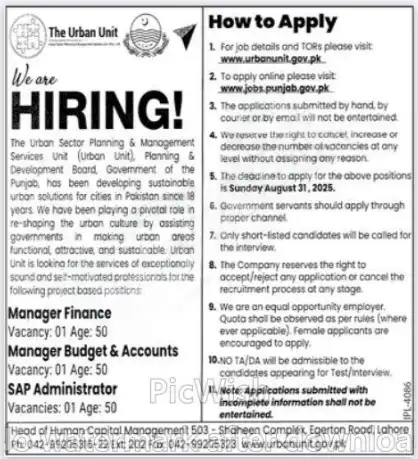 The Urban Unit Jobs 2025 Today Advertisement