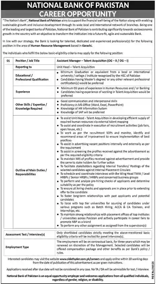 National Bank of Pakistan (NBP) Karachi Jobs 2026